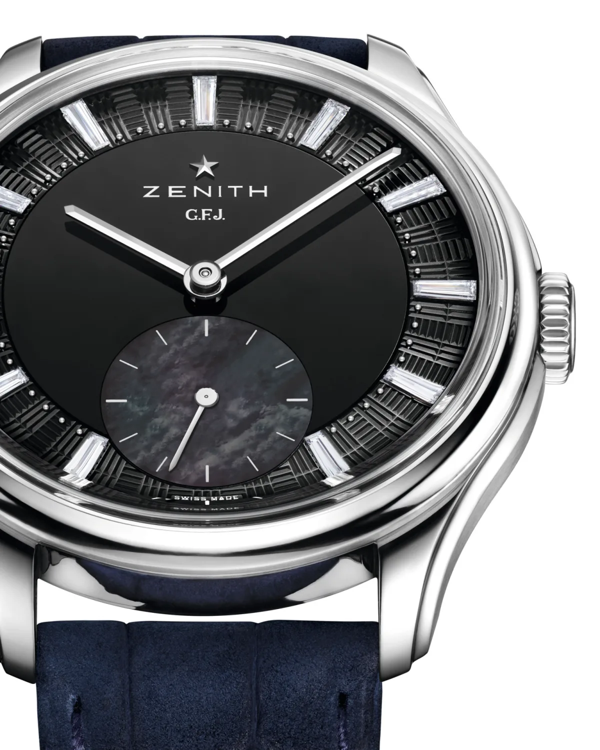 Zenith G.F.J Tantalum onyx dial with guilloché pattern