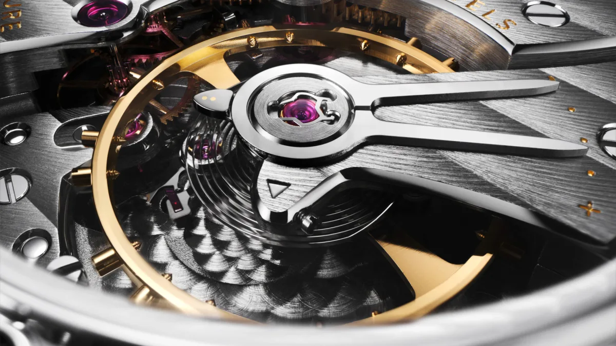 Close-up of Zenith G.F.J Tantalum movement details