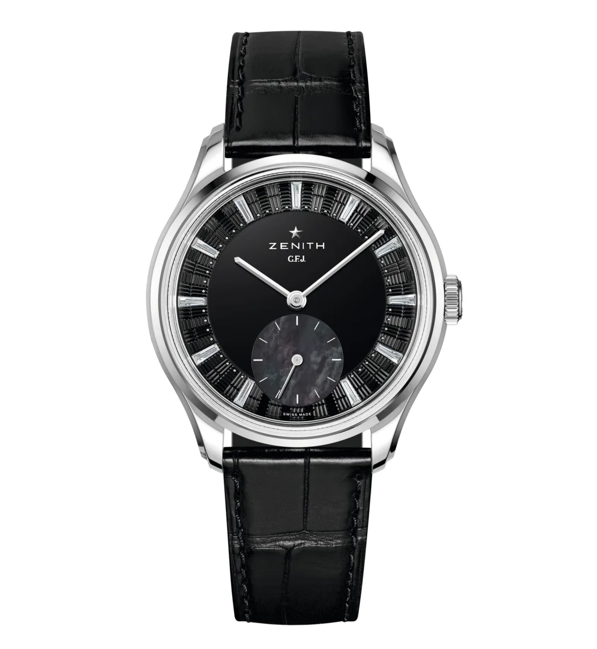 Zenith G.F.J Tantalum with blue nubuck strap