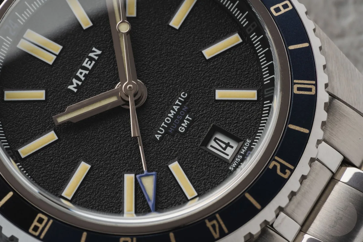 Close-up of Maen Hudson GMT MKII bezel
