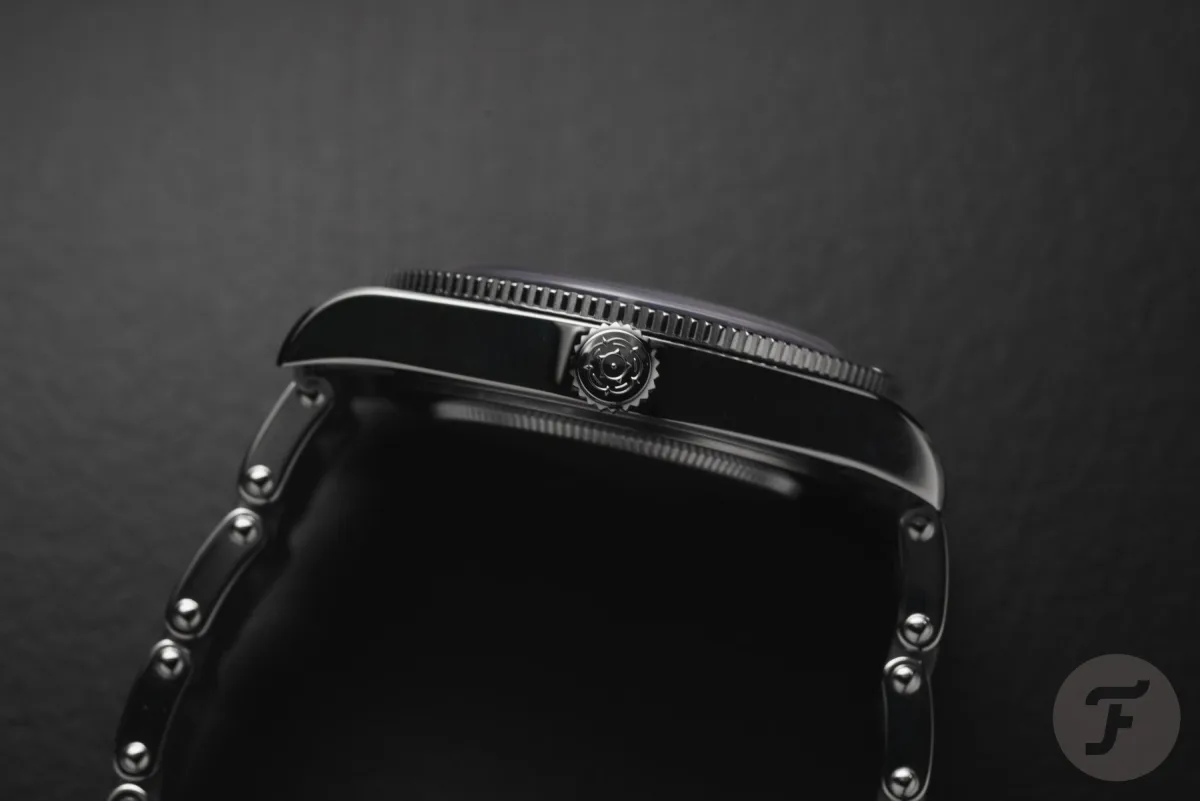 Close-up of the Tudor Black Bay 54 watch face