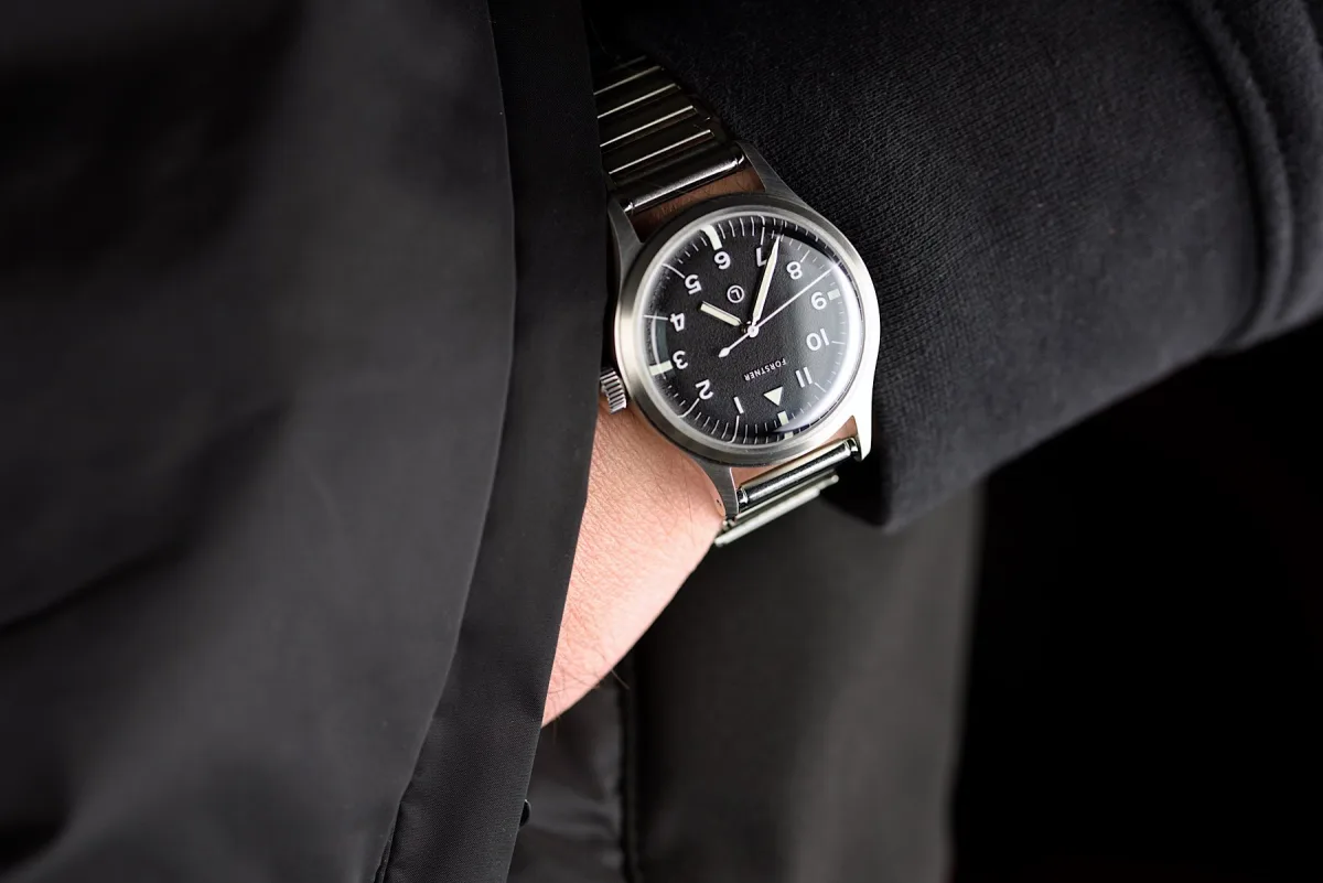 Forstner Pilot Ref. F-6B/346 with classic pilot watch style.