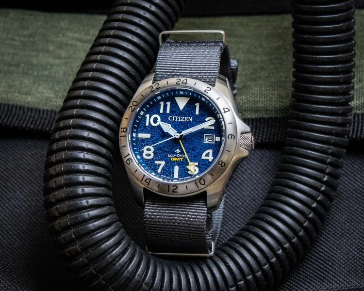 Close-up of the Citizen Promaster Land GMT case design