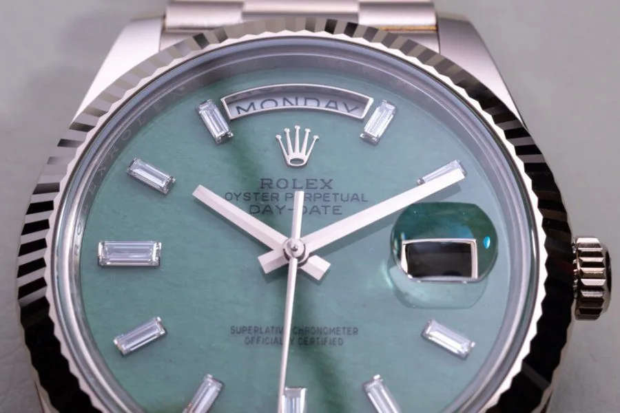 Rolex Day-Date 40 green aventurine dial with diamond markers