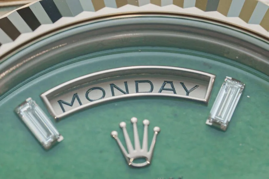 Rolex Day-Date 40 gold watch photo in different lighting