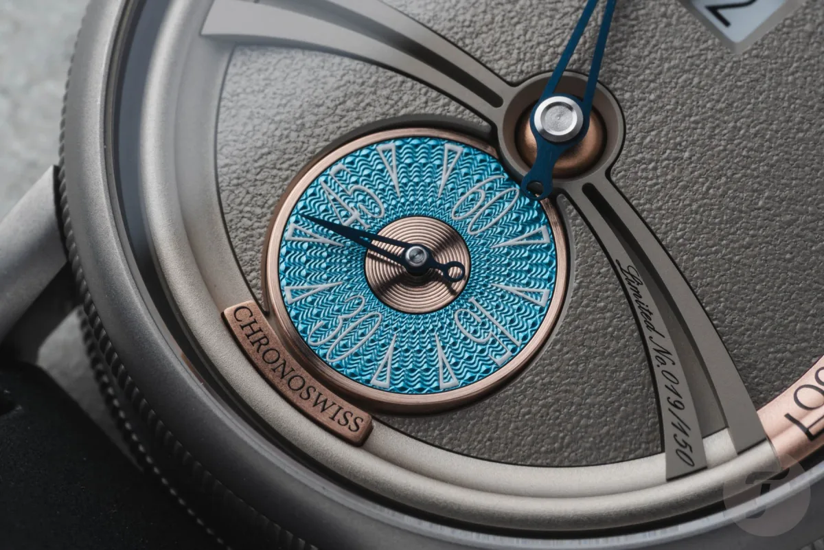 Chronoswiss Delphis Art Deco's titanium case and laser-engraved dial
