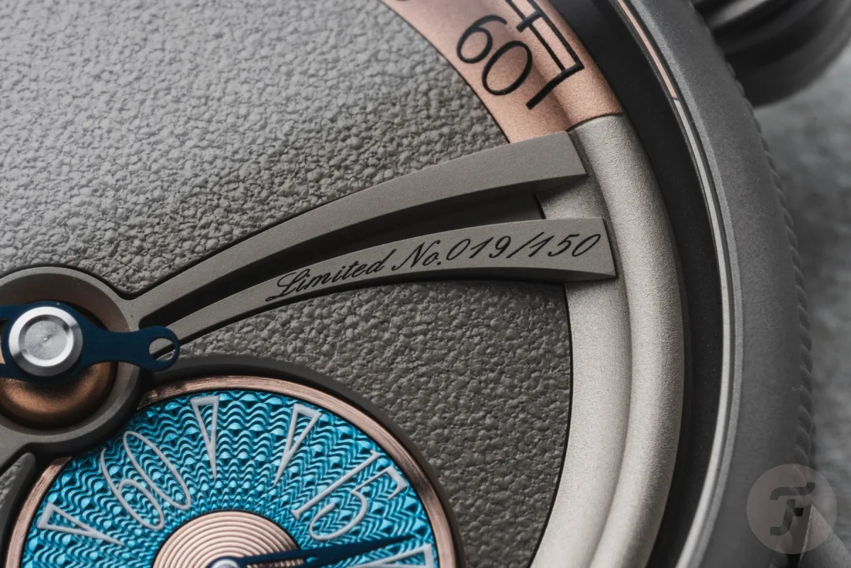 Water-resistant titanium case of Chronoswiss Delphis Art Deco