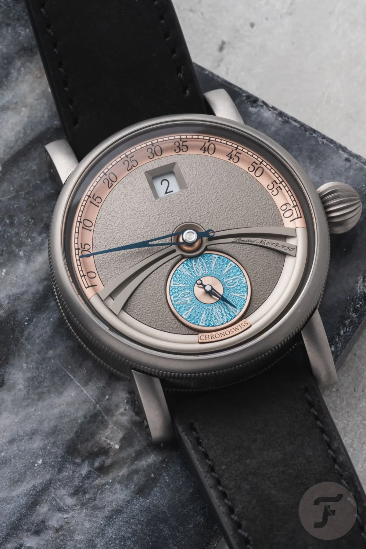 Chronoswiss Delphis Art Deco on wrist showing size and style