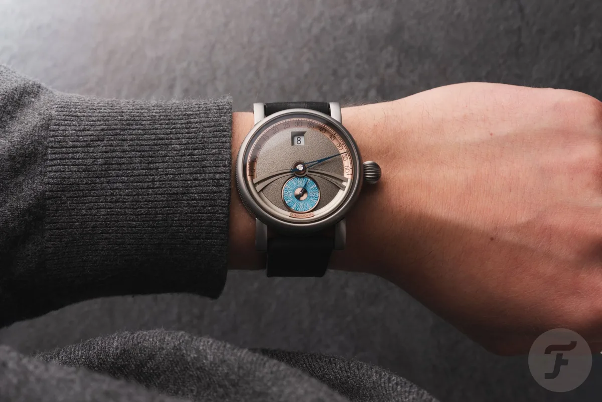 Back of Chronoswiss Delphis Art Deco with sapphire crystal