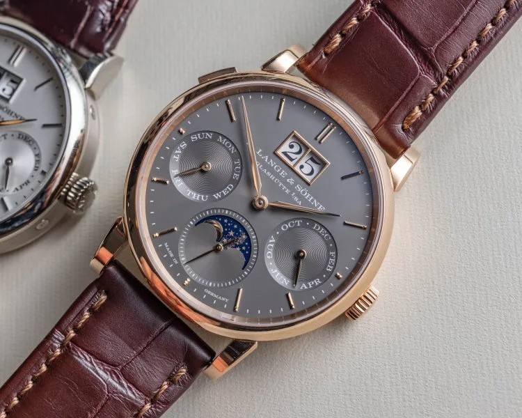 A. Lange & Söhne Saxonia Annual Calendar watch close-up