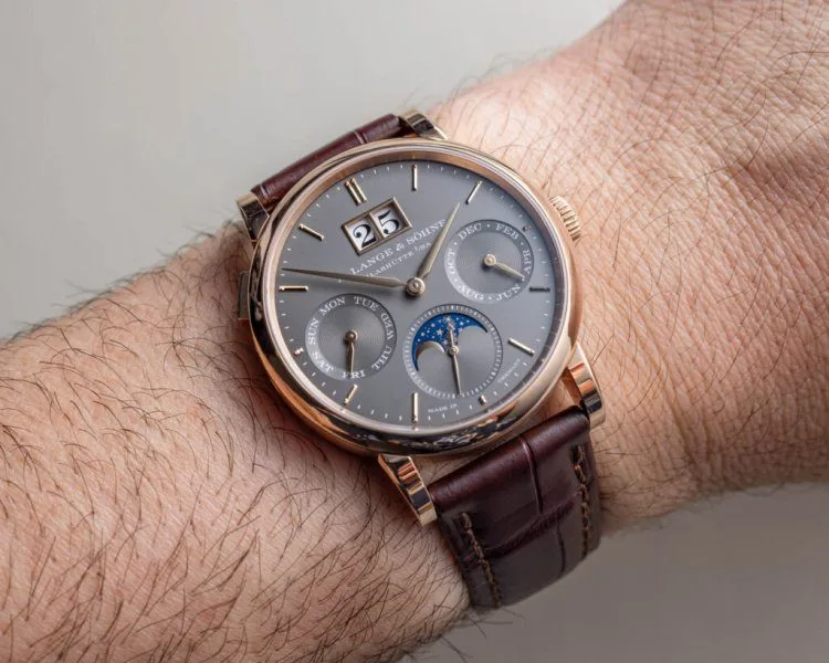 Dial details of A. Lange & Söhne Saxonia Annual Calendar