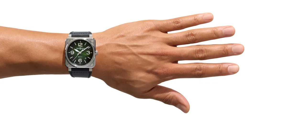 Bell & Ross BR-03 Green Steel watch close-up