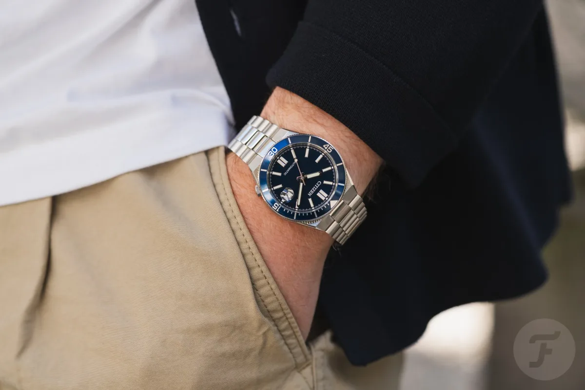 Gold and green Citizen Tsuyosa Shore on wrist