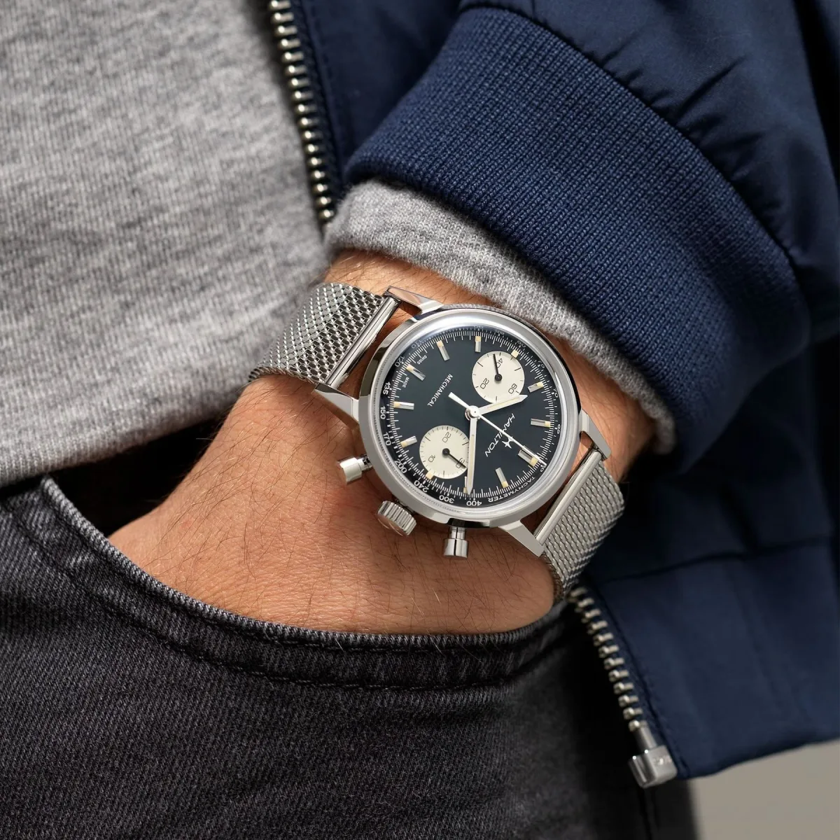 Hamilton Intra-Matic H Chronograph with reverse panda dial