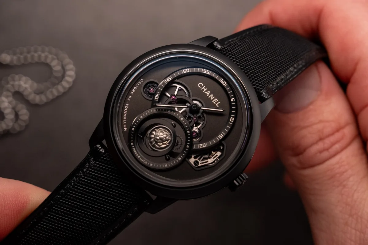 Chanel Monsieur Lion Tourbillon Black Edition dial with open elements