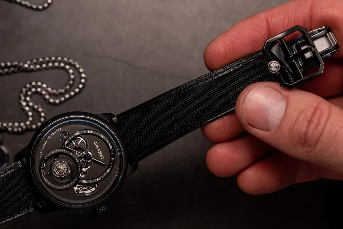 Chanel Monsieur Lion Tourbillon Black Edition strap in black nylon