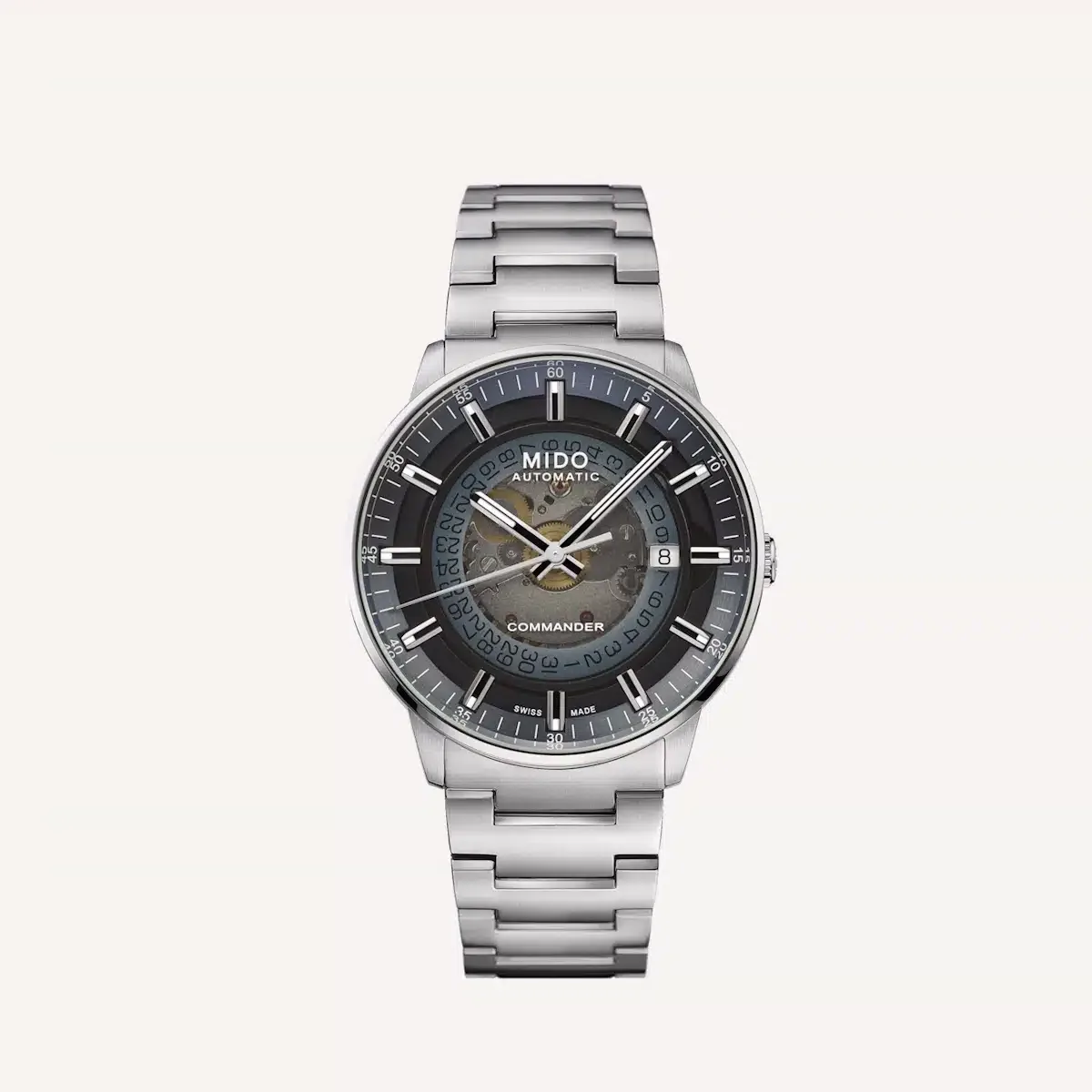 Mido Commander Gradient watch with denim-like strap