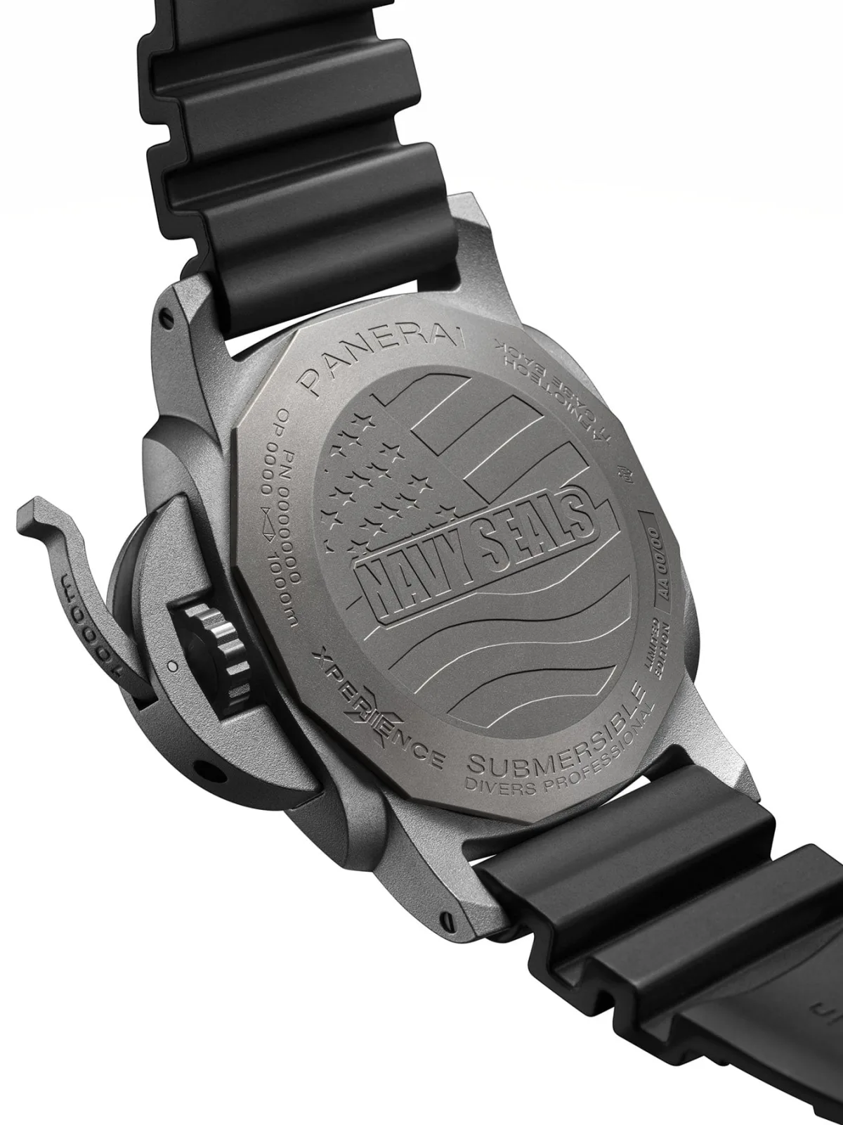 Titanium case back with Navy SEALs engraving