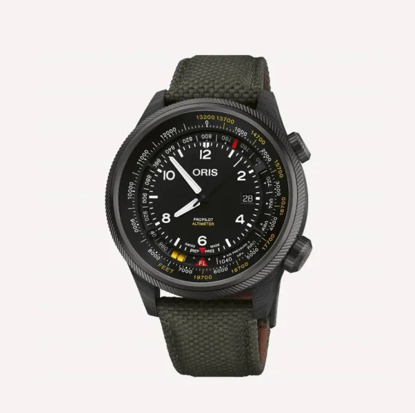 Oris ProPilot Altimeter Carbon watch with black carbon fiber case
