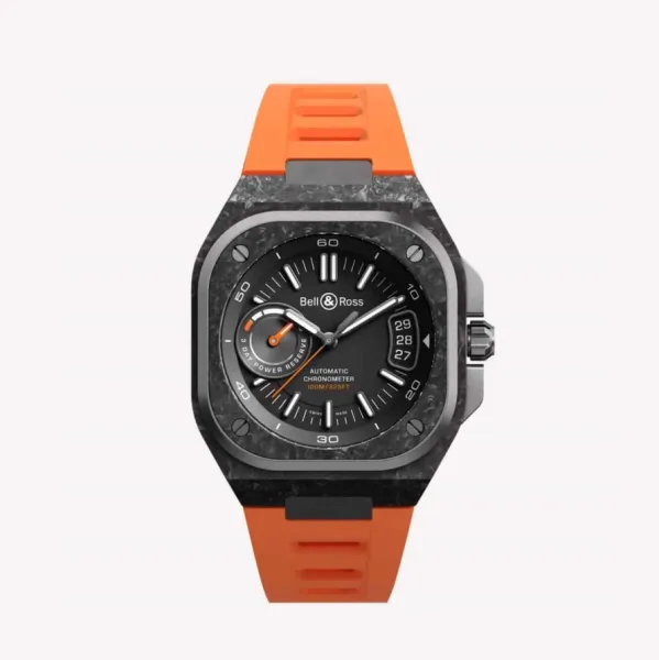 Bell & Ross BR X5 Carbon Orange watch with carbon fiber and titanium case