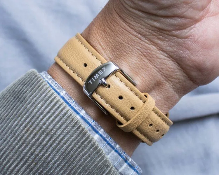 Leather strap on Timex x Todd Snyder 1976 Lexington