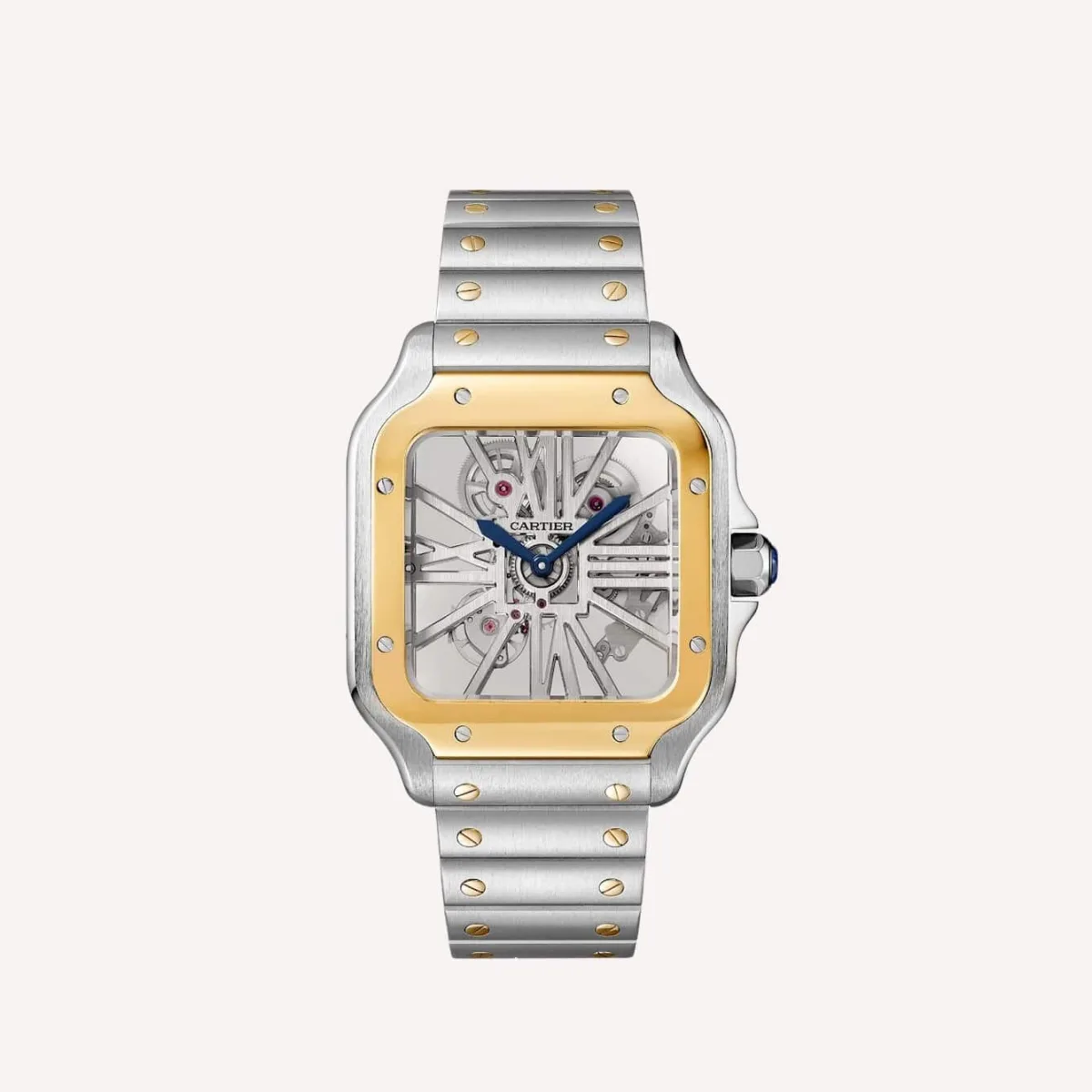 Detailed look at the skeletonized movement of Cartier Santos