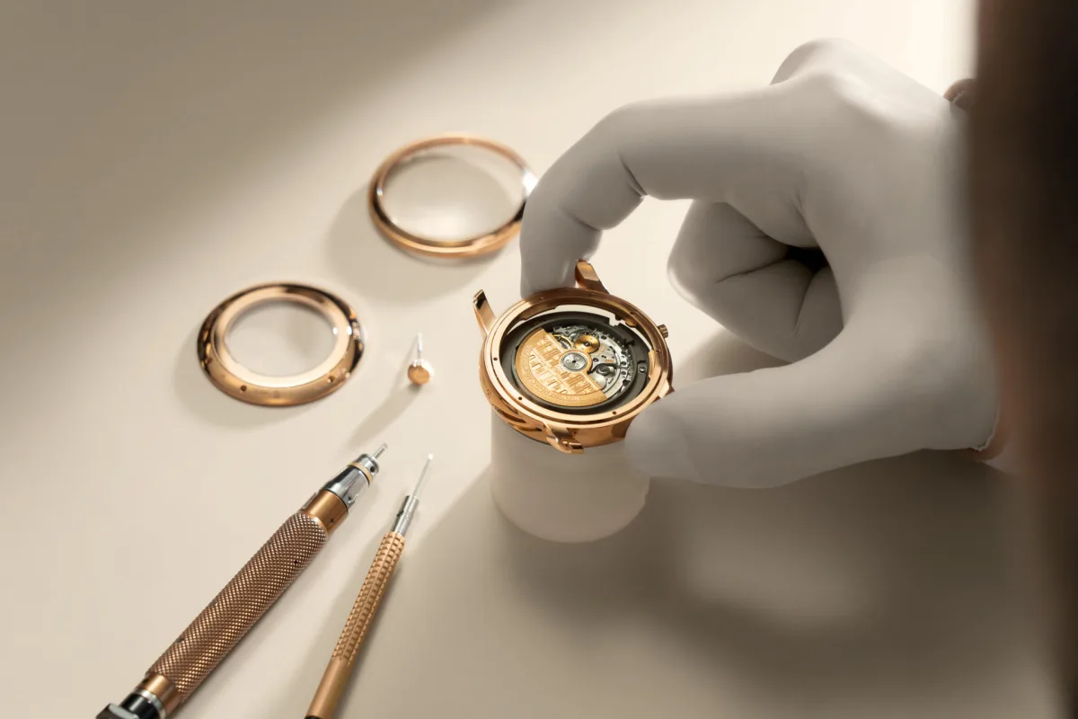 Gold leaf and translucent enamel base on Vacheron Constantin watch