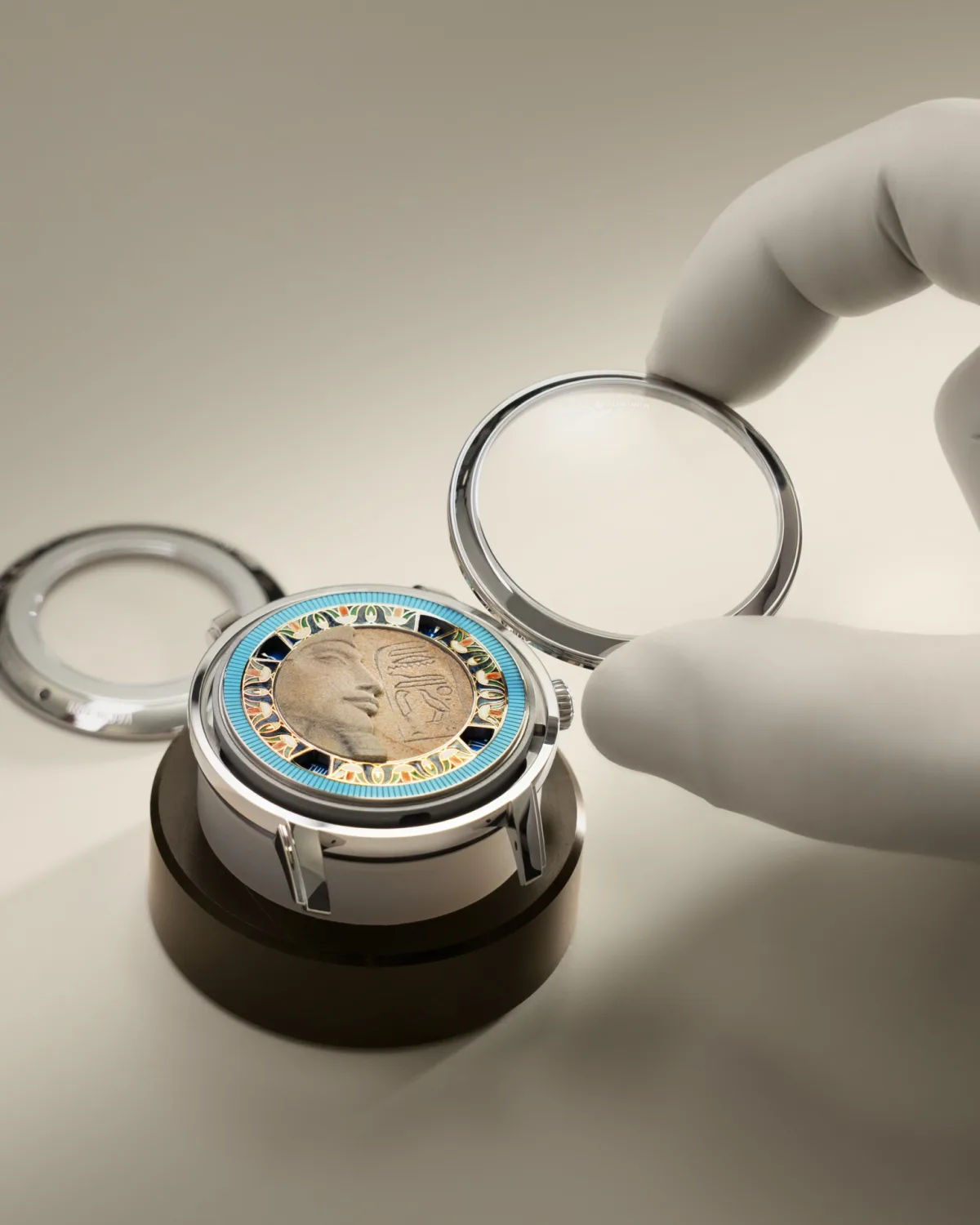 Frieze inspired by Nehkti necklace on Vacheron Constantin's Egyptian tribute watch