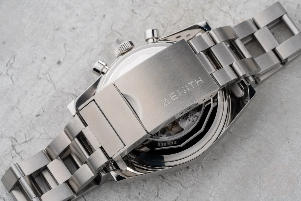 Zenith Chronomaster Revival A384 Tropical on wrist with ladder bracelet