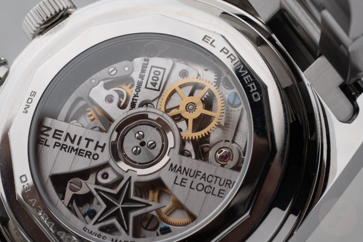 Detailed view of the Zenith El Primero 400 movement