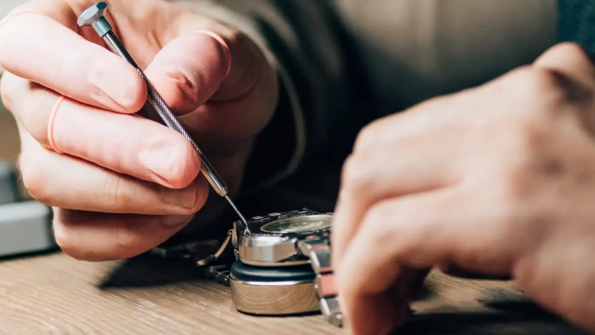 Cleaning stainless steel watch with professional tools