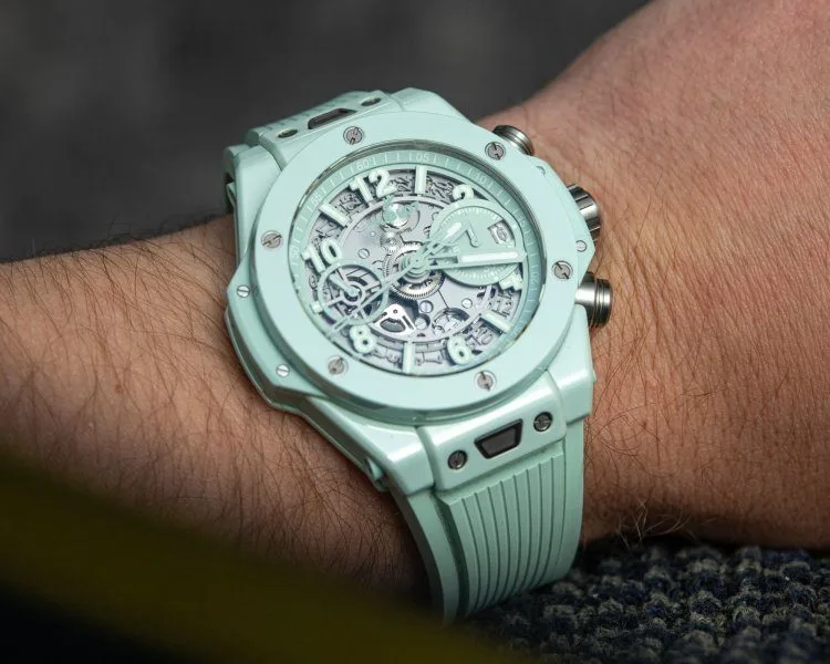 Hublot Big Bang UNICO Mint Green Ceramic Chronograph front view