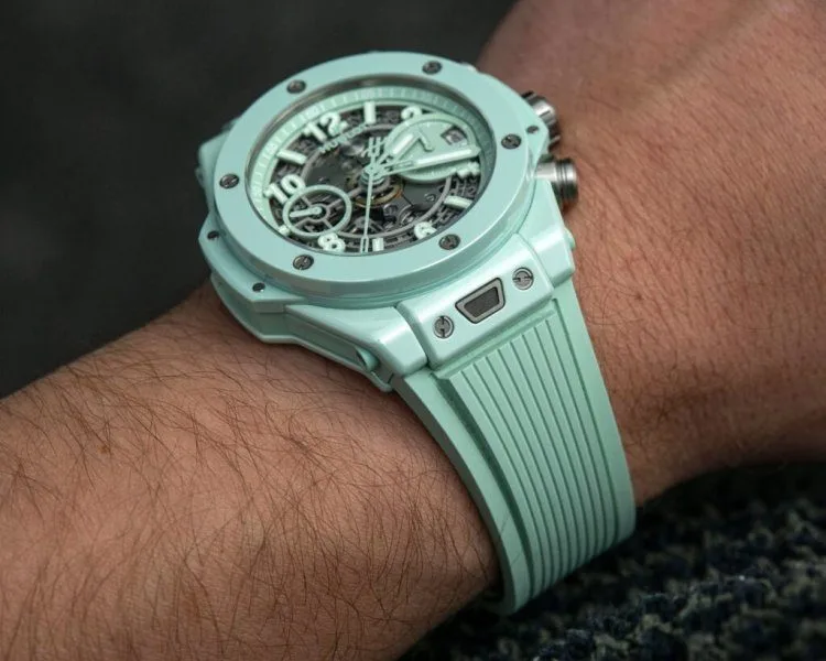 Hublot Big Bang UNICO Mint Green Ceramic Chronograph with screw details