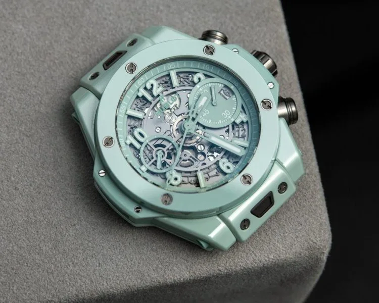 Hublot Big Bang UNICO Mint Green Ceramic Chronograph with rubber strap
