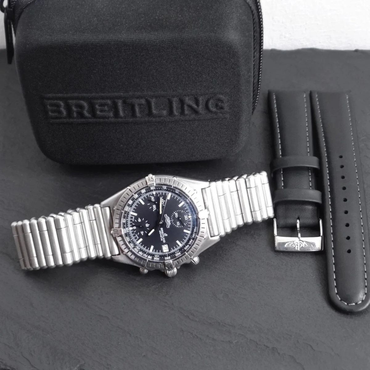 Dial of Breitling Chronomat with Valjoux 7750 layout