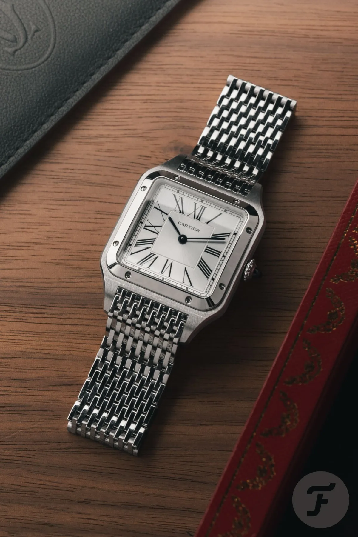Cartier Santos-Dumont platinum with silver dial
