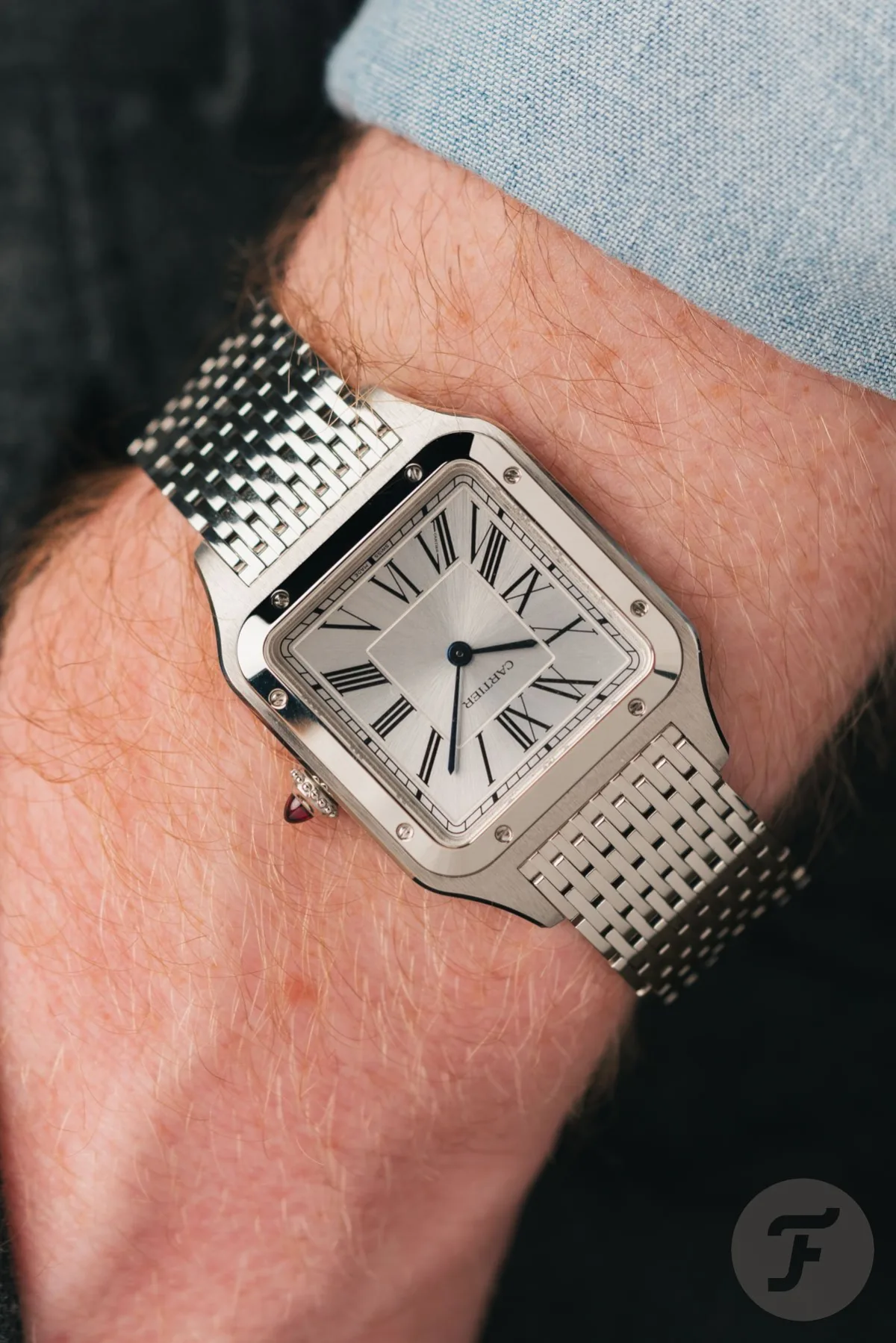 Cartier Santos-Dumont gold with Roman numerals