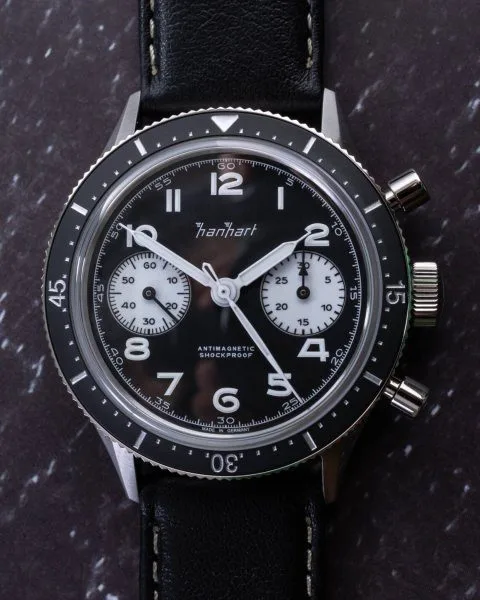 Close-up of Hanhart 415 ES watch dial