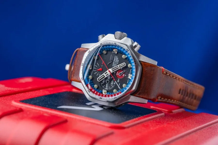 Limited edition Vostok Europe watch in red case