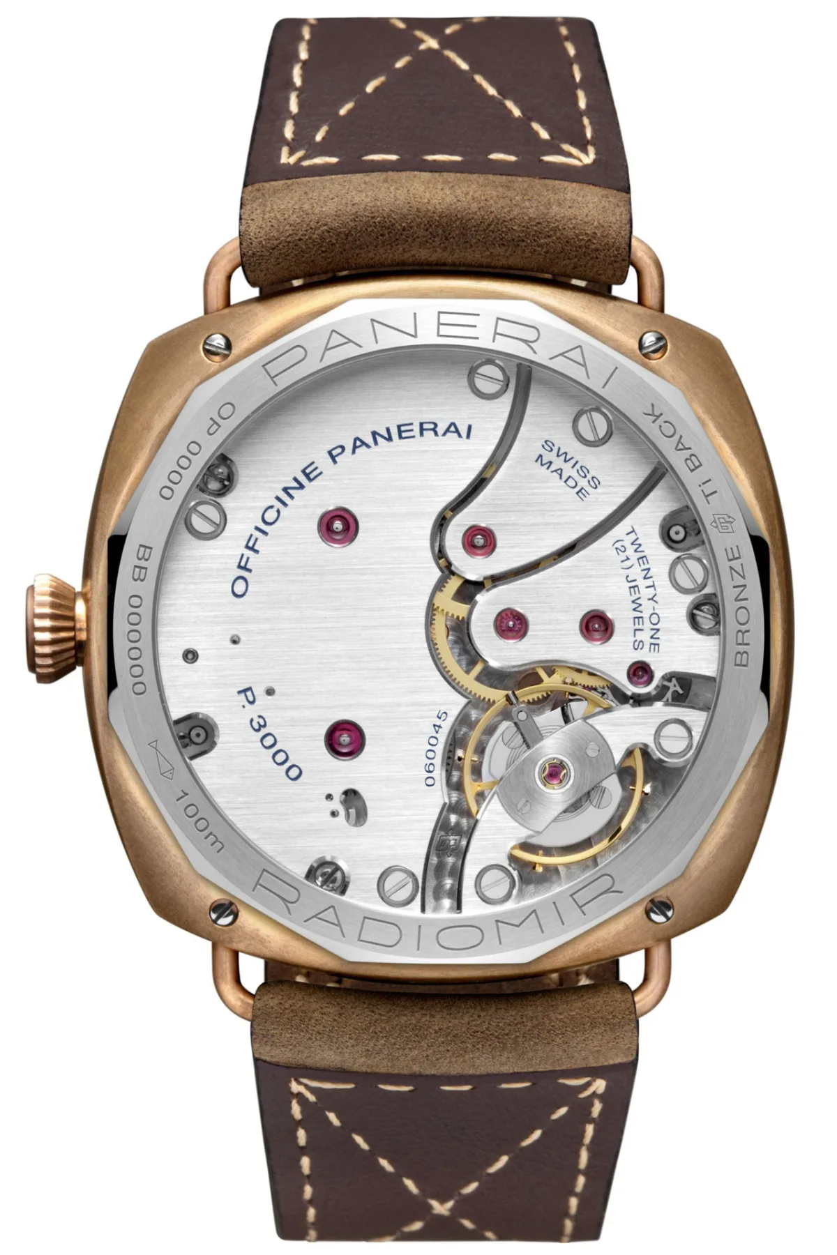 Back view showing Panerai P.3000 movement