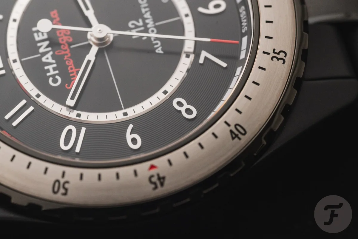 Close-up of Chanel J12 Superleggera case material