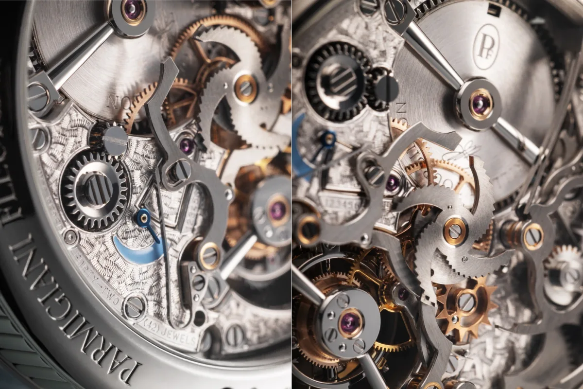 Mezzo vibrato decorated movement visible through the case back