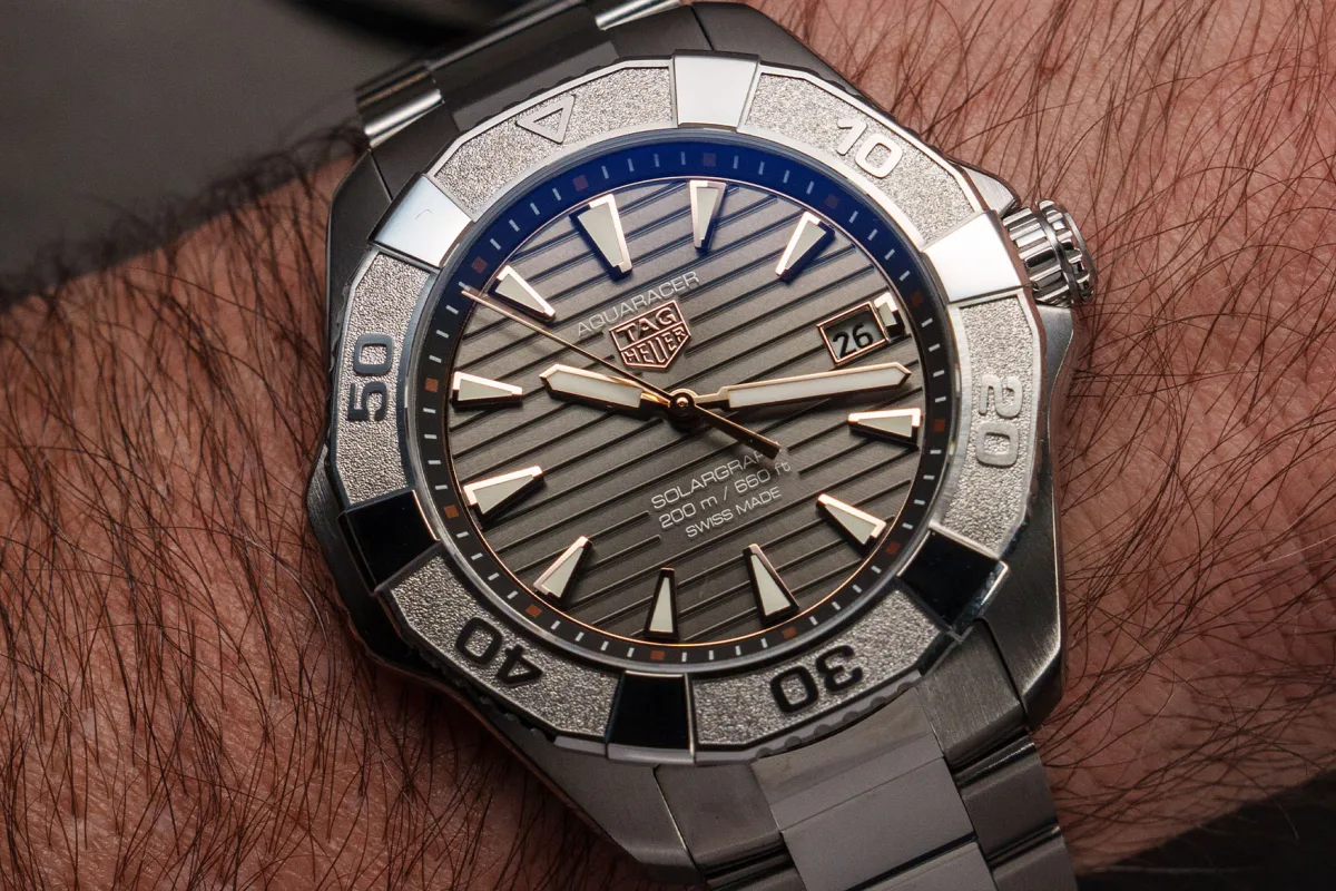 Color options for Aquaracer dials: blue, green, black, gray