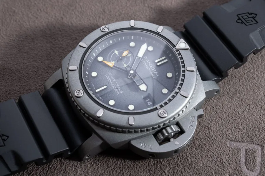 Close-up of Panerai Submersible Navy SEALs Afniotech case