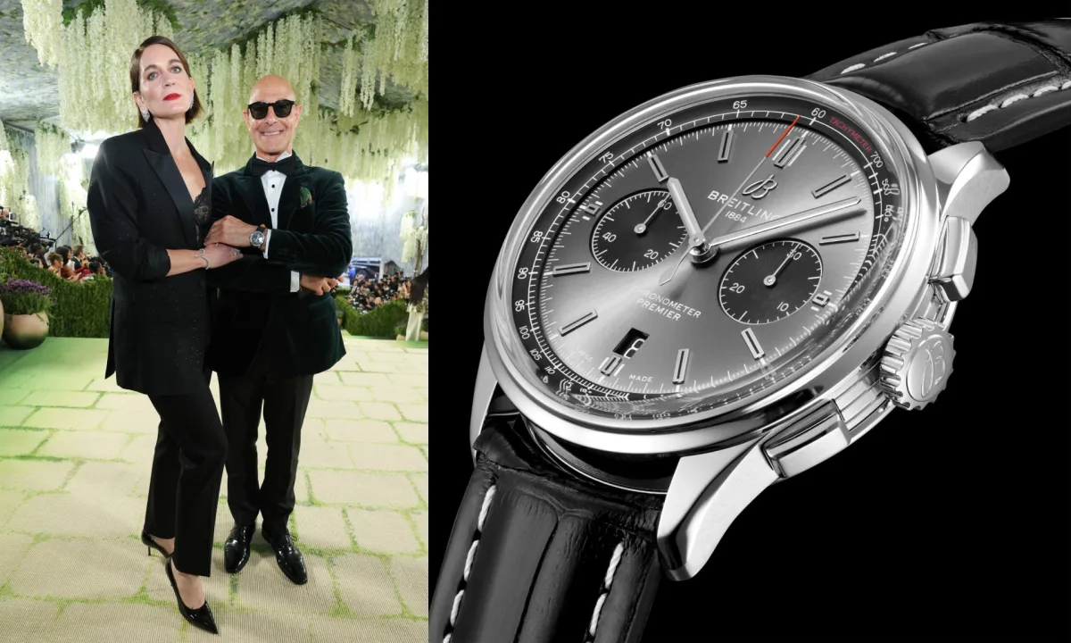 Stanley Tucci sporting Breitling Premier B01 Chronograph watch