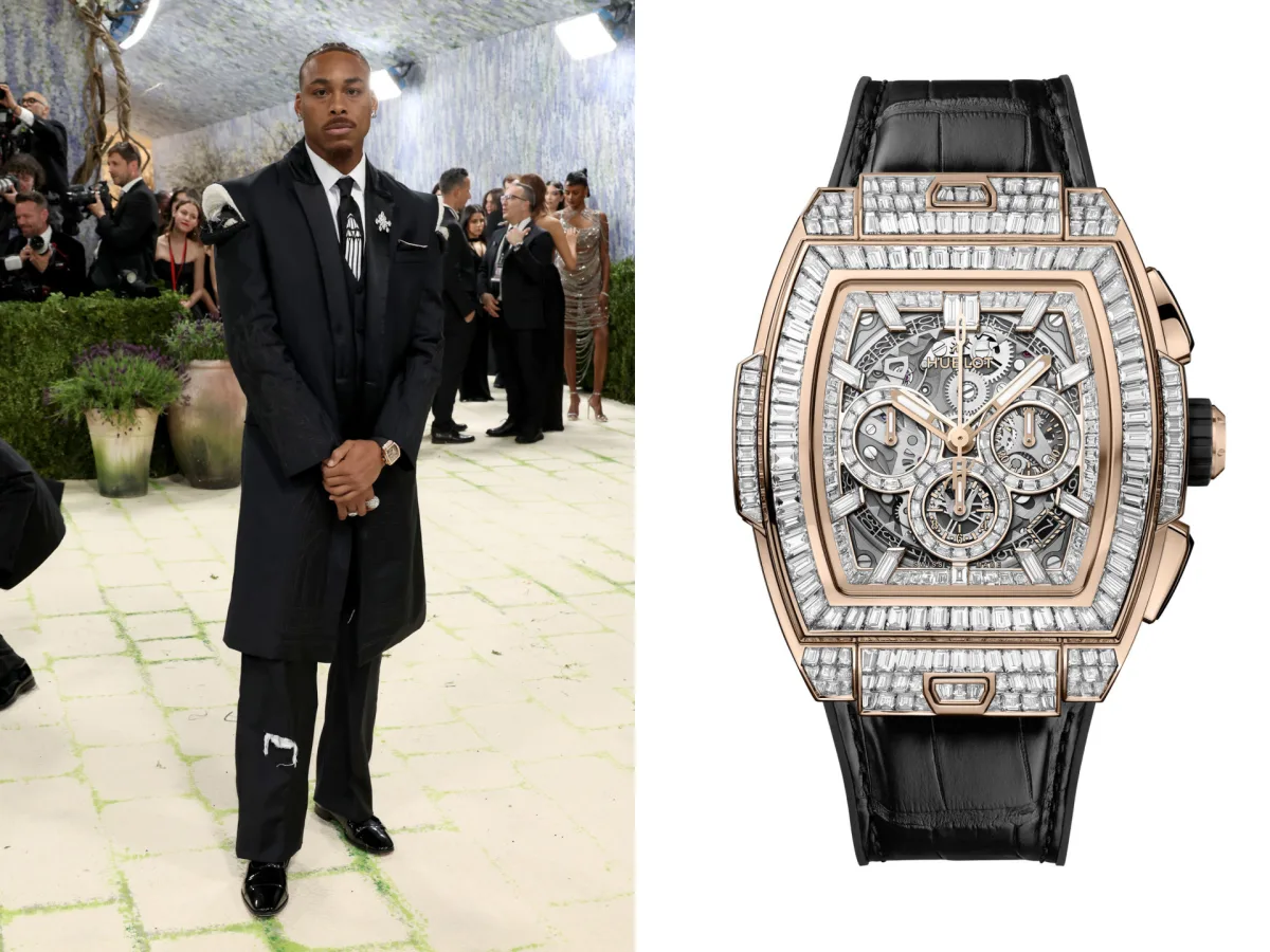 Justin Jefferson with Hublot Spirit of Big Bang High Jewelry watch