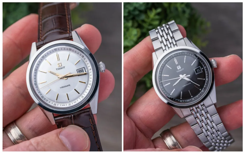 Tissot Visodate dial with contrasting finishes