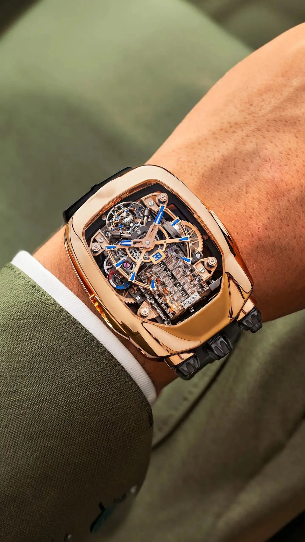 Jacob & Co Bugatti Black Titanium watch with French flag elements