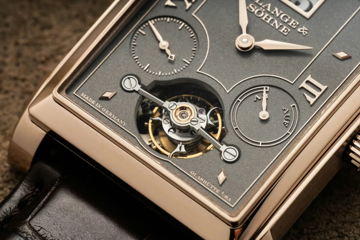 Tourbillon aperture on A. Lange & Söhne Cabaret Tourbillon Honeygold