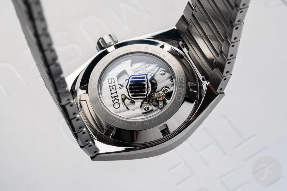 Seiko 8L45 movement view through the sapphire case back